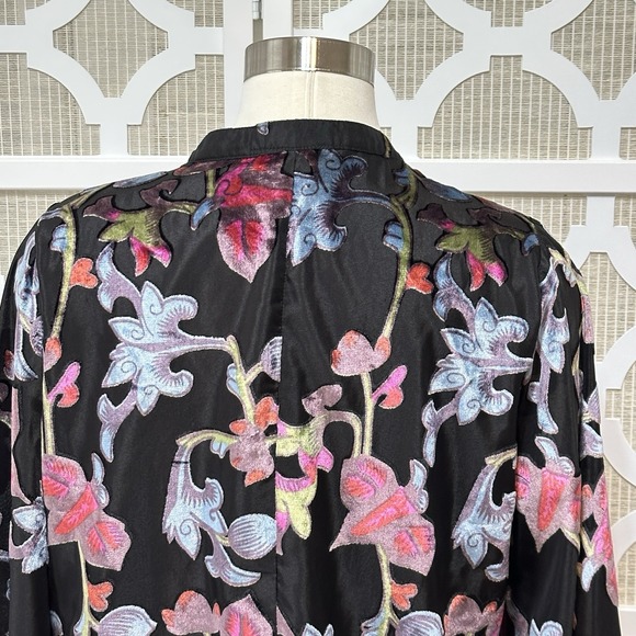 Tolani Melany Velvet Burnout Blouse Womens M* Black Floral Artsy Boho Whimsigoth - Picture 8 of 16
